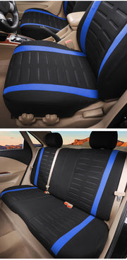 Housses auto sièges et banquette de voiture noir et bleu
