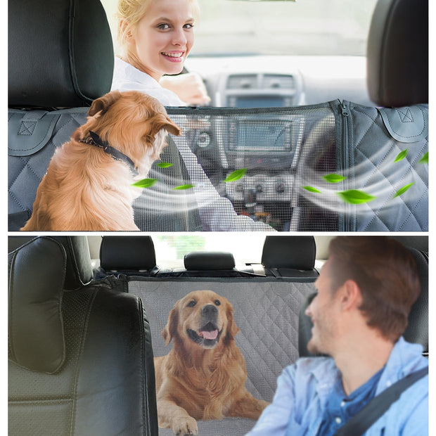 Fenêtre de vision entre siège sur protège banquette transport chien en chat