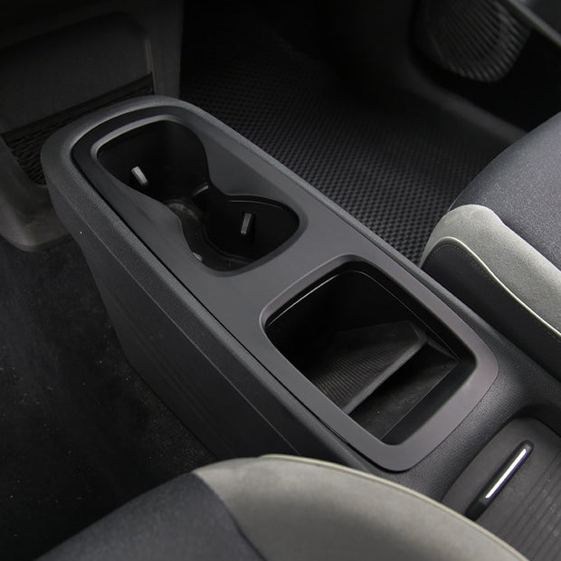 Accessoires Volkswagen ID3, couvre console centrale noir mat en situation.