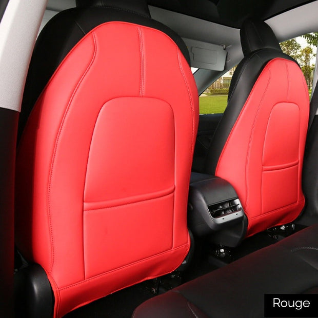 Accessoires Tesla Model 3, 2 couvre dos de siège rouges.
